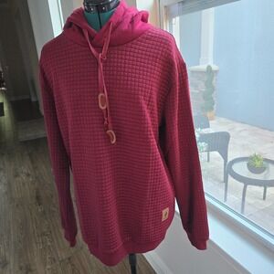 Coofandy Hooded Top Women Size Medium Burgundy Quilted Knit Gorpcore
